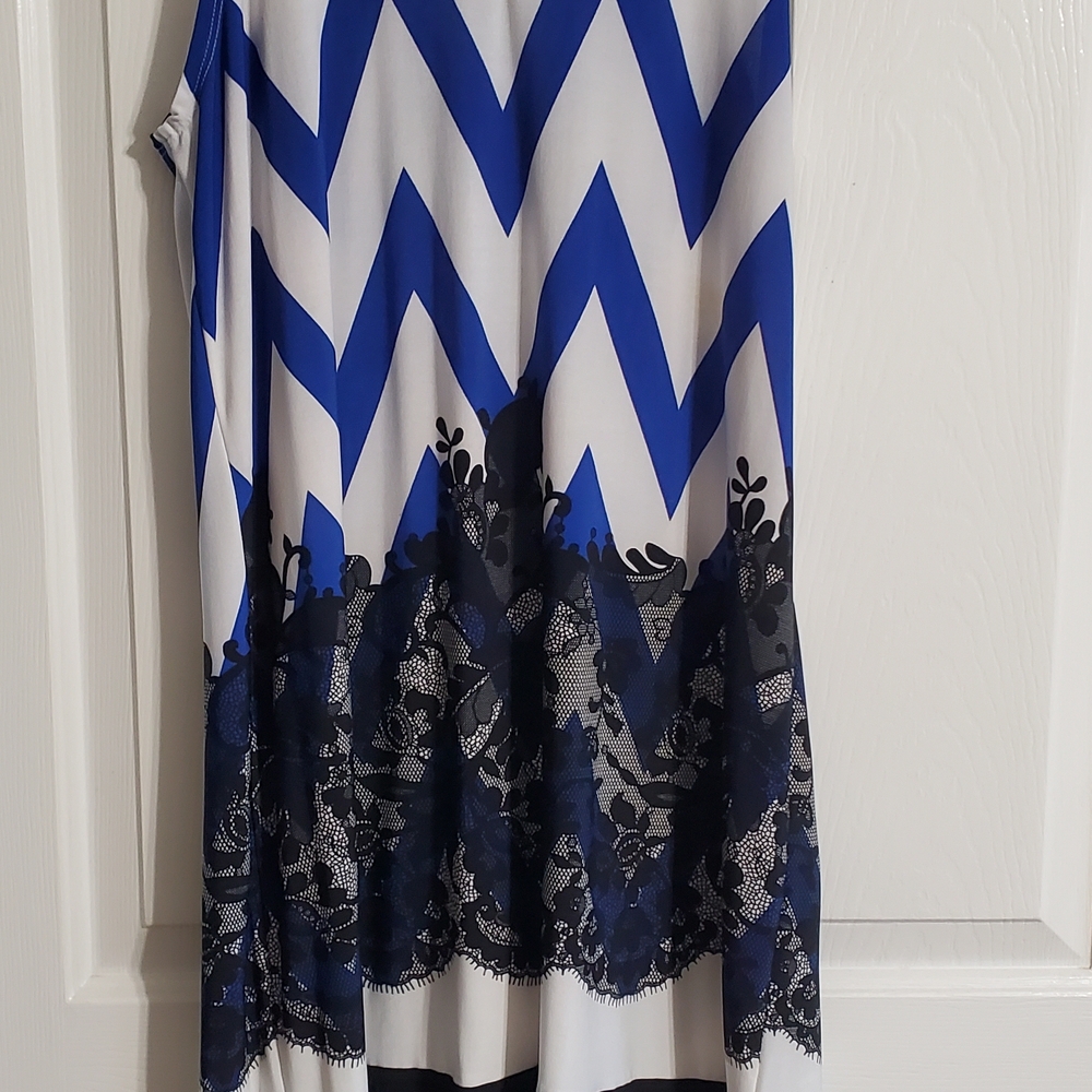 Enfocus Studio High-Low Chevron Skirt with Lace